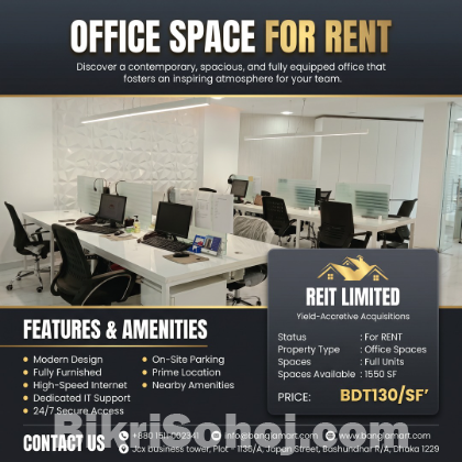 Premium Furnished Office Space for Rent in Bashundhara R/A